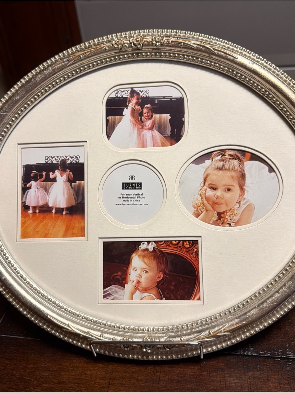 Burns of Boston Silver Leaf Family 13.75"x12" Collage Photo Wall Frame Oval